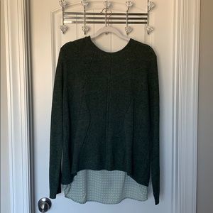 Green sweater with patterned undershirt Large